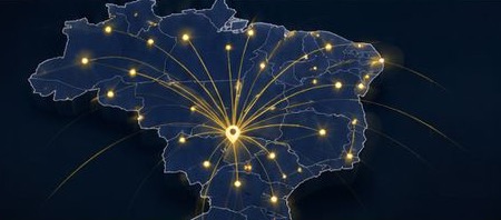 Mapa do Brasil conectado por rotas de entrega